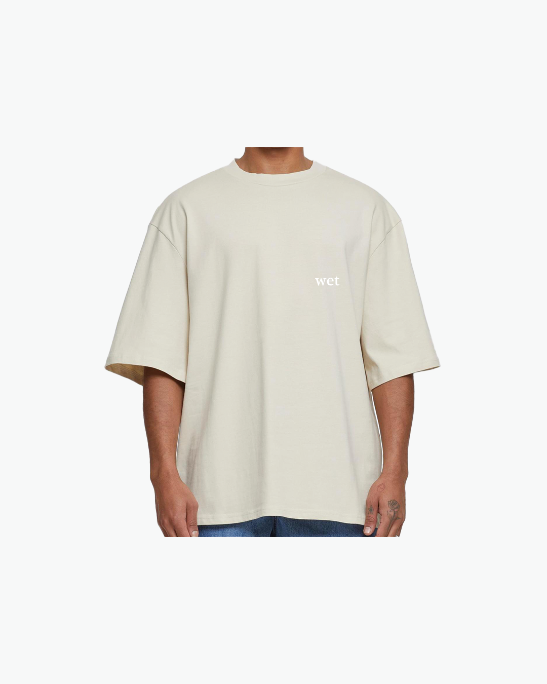 B WET Oversized Sleeve Tees Sand