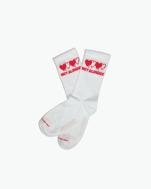 Love Socks White Red